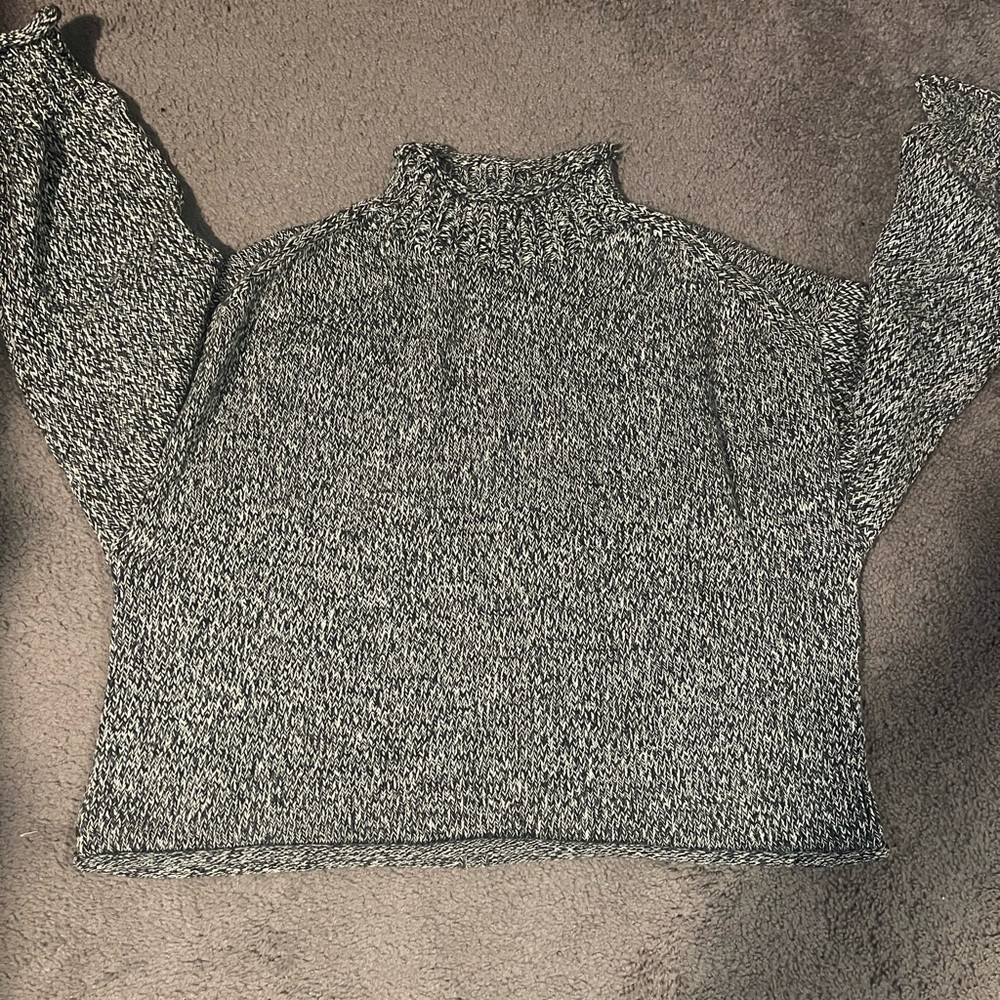 J. Crew Black and White MockNeck Sweater